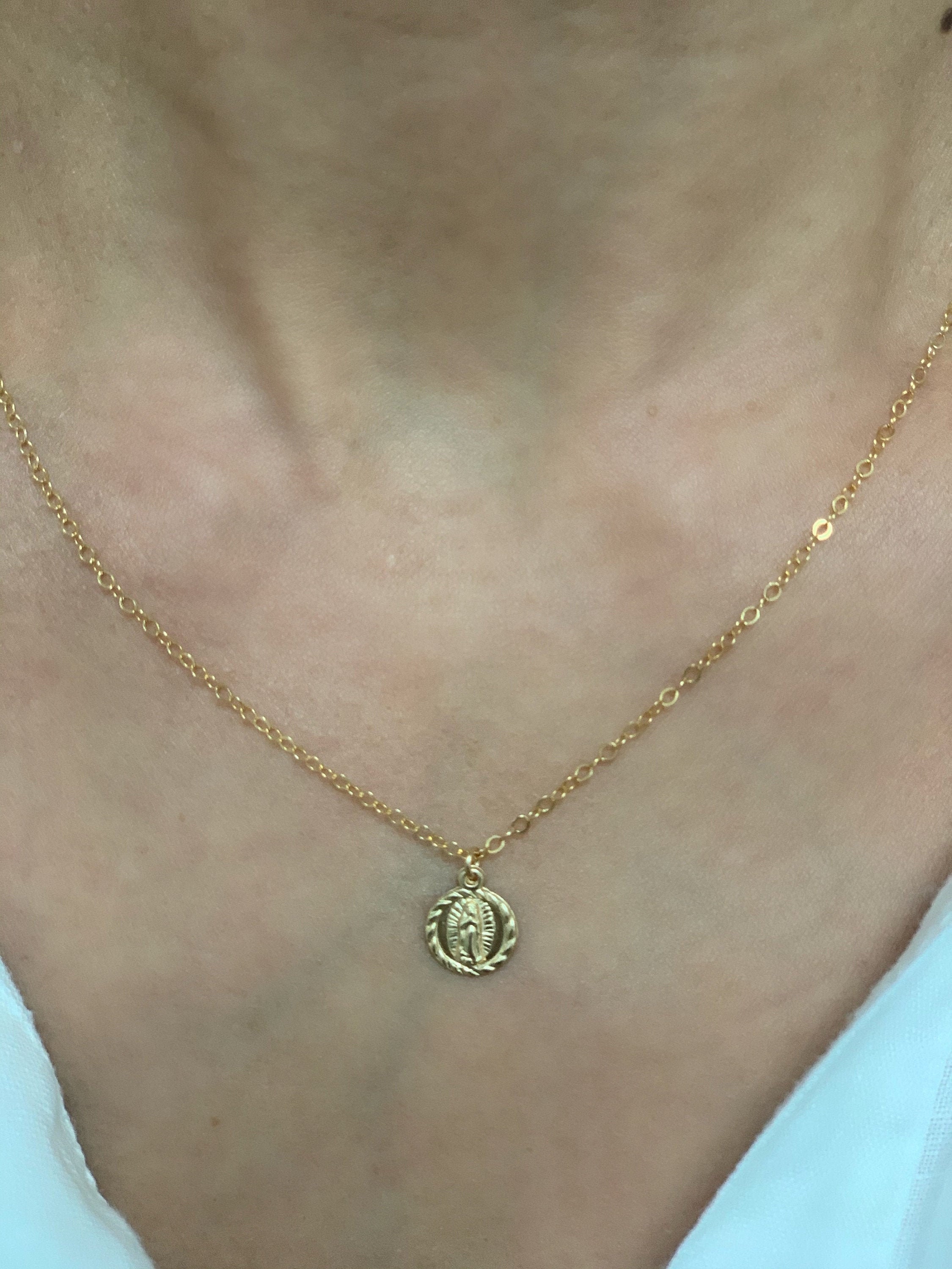 Our Lady of Guadalupe Necklace, Virgin Mary 14K Gold Filled Pendant ...