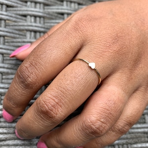 Heart Ring - Thin Gold Ring for Women - Tiny 14K Gold Filled Heart Ring - Gold Filled Stacking Ring 1mm -Dainty Minimalist Simple Ring -Gift