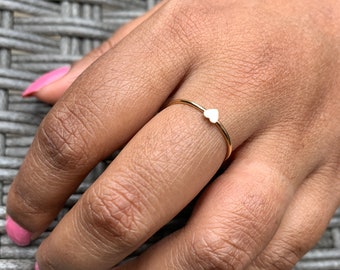 Heart Ring - Thin Gold Ring for Women - Tiny 14K Gold Filled Heart Ring - Gold Filled Stacking Ring 1mm -Dainty Minimalist Simple Ring -Gift
