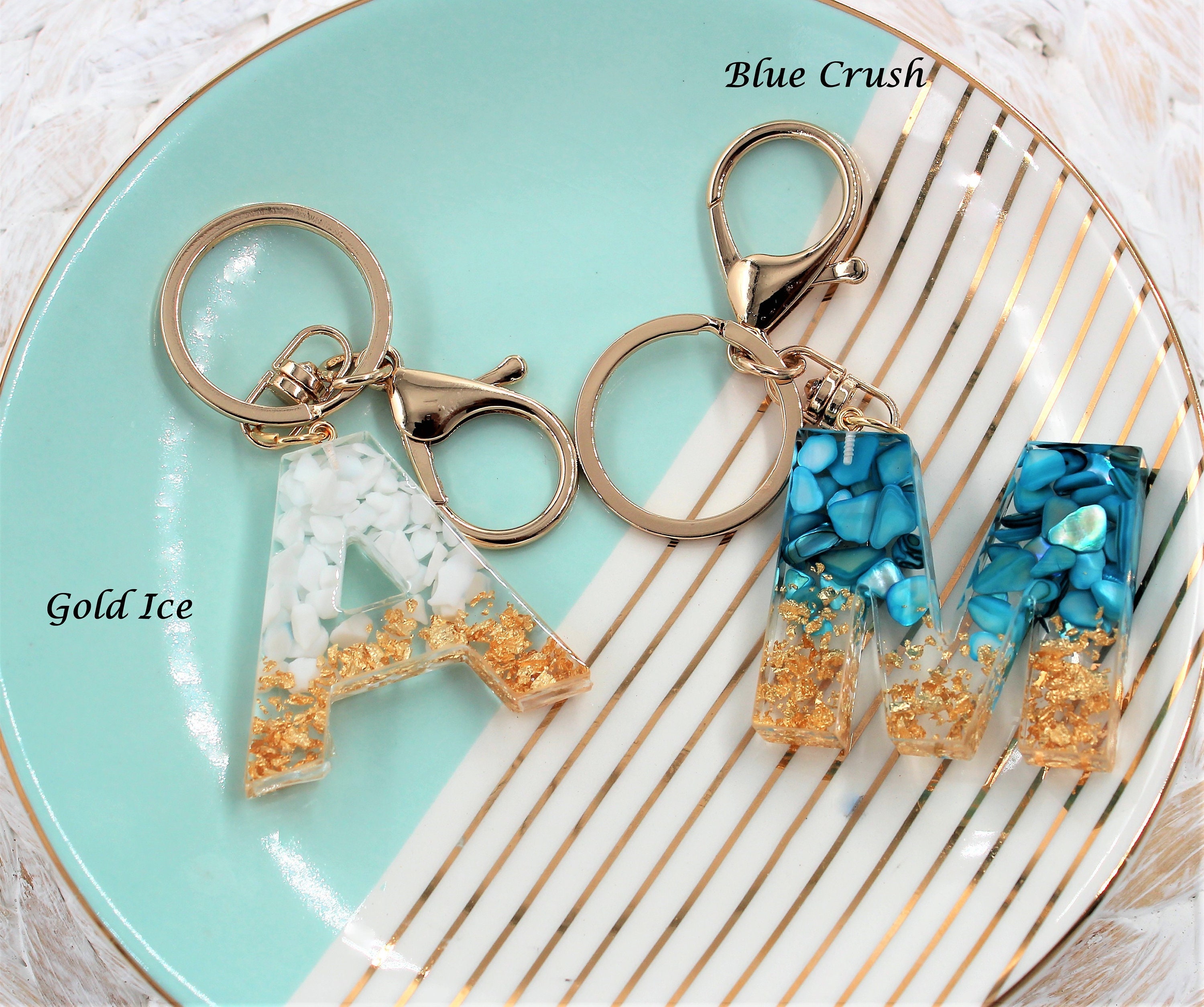 Custom Letter Initial Resin Keychain, Real Stone, Beautiful, Resin Keychains,  Luggage Tag, Keychains for Women, Alphabet Charm Key Pendant -  Israel