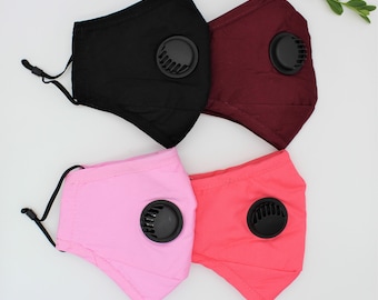 Face Mask With Filter, Anti Haze, PM2.5 Filter, 4 Layer Cotton Face Mask with Filter Pocket and Nose Wire, Washable