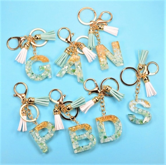AZ Initial Letters Pendant Keychains Cute Car Alphabet Key Chains Rings  Women Men Charm Keyring Bag Couple Accessories Gifts (Color: C)