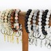 Natural Pearl -  Stone -  Wood - Bangle Key Chain Beads Keychain Wristlet Keychain Bracelets with Clasp for Women 