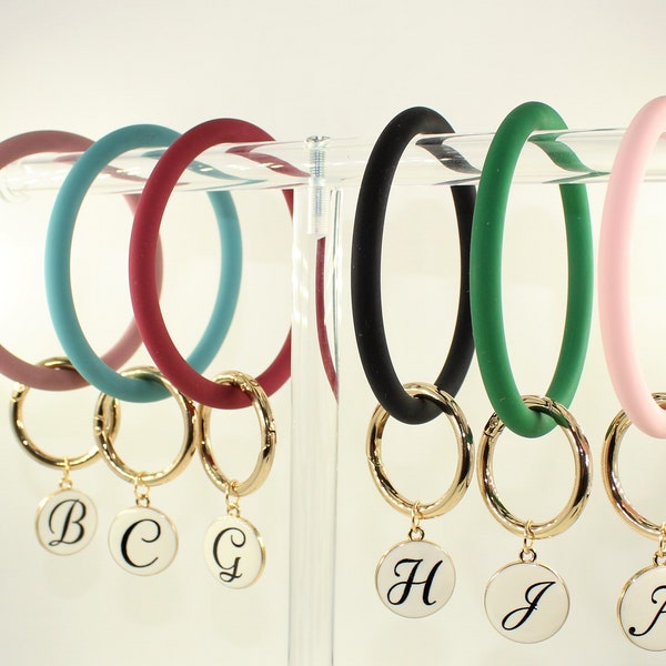 Silicone Bangle Key Ring Chain Bracelet, Round Silicone Wristlet Keychain Holder for Women Girls