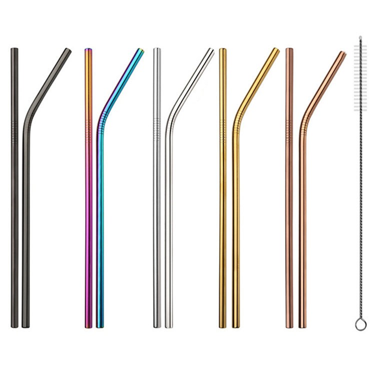 Metal Straws 12PC Set Reusable Drinking Straws Stainless Steel with C…