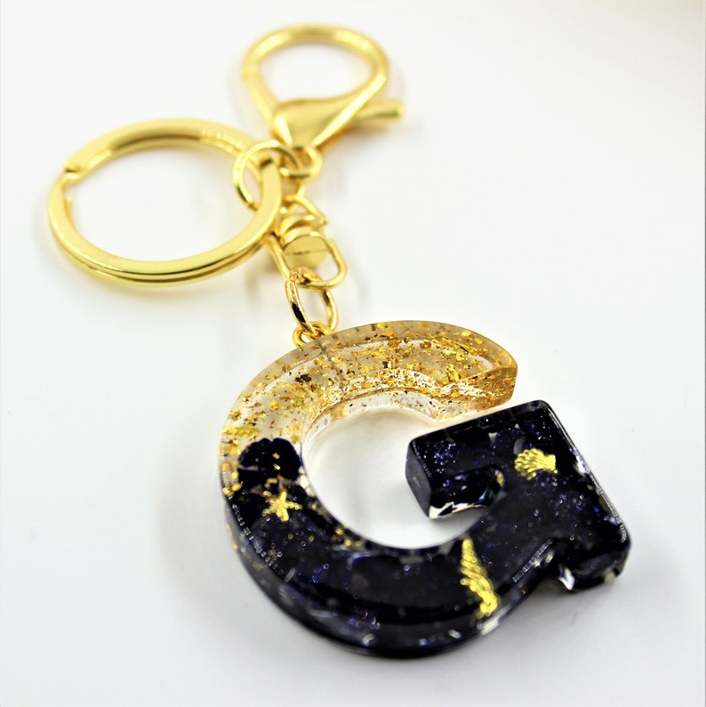 Luggage Tag Alphabet Charm Key Pendant Keychains For Women Resin Keychains Beautiful Real Stone Custom Letter Initial Resin Keychain