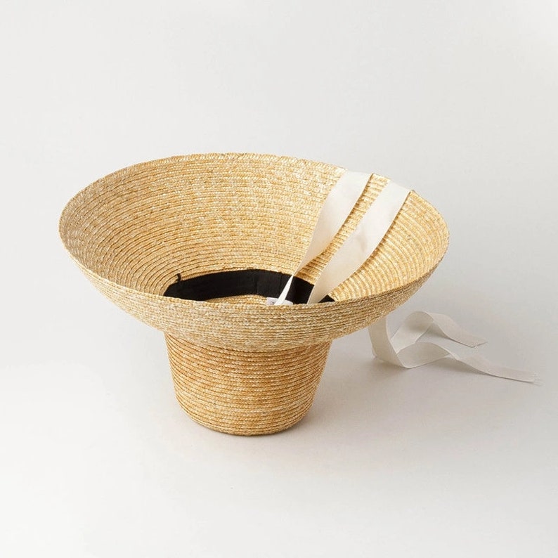 Bowl Shape Large Size Brim Black Band Straw Hat Women Sun Hat Etsy