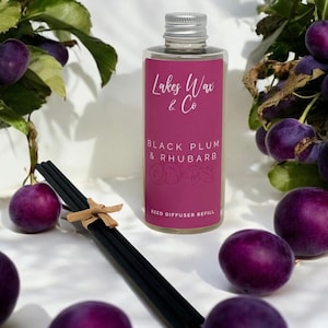 Black Plum Rhubarb Reed Diffuser Refill | Long Lasting Fragrance, Vegan Cruelty Free