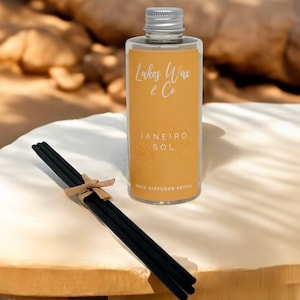 Janeiro Sol Diffuser Refill & Reeds | Long Lasting, Highly Fragranced | Vegan and Cruelty Free Home Fragrance