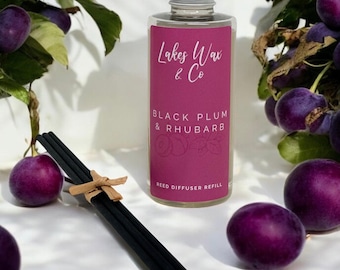 Black Plum Rhubarb Reed Diffuser Refill | Long Lasting Fragrance, Vegan Cruelty Free