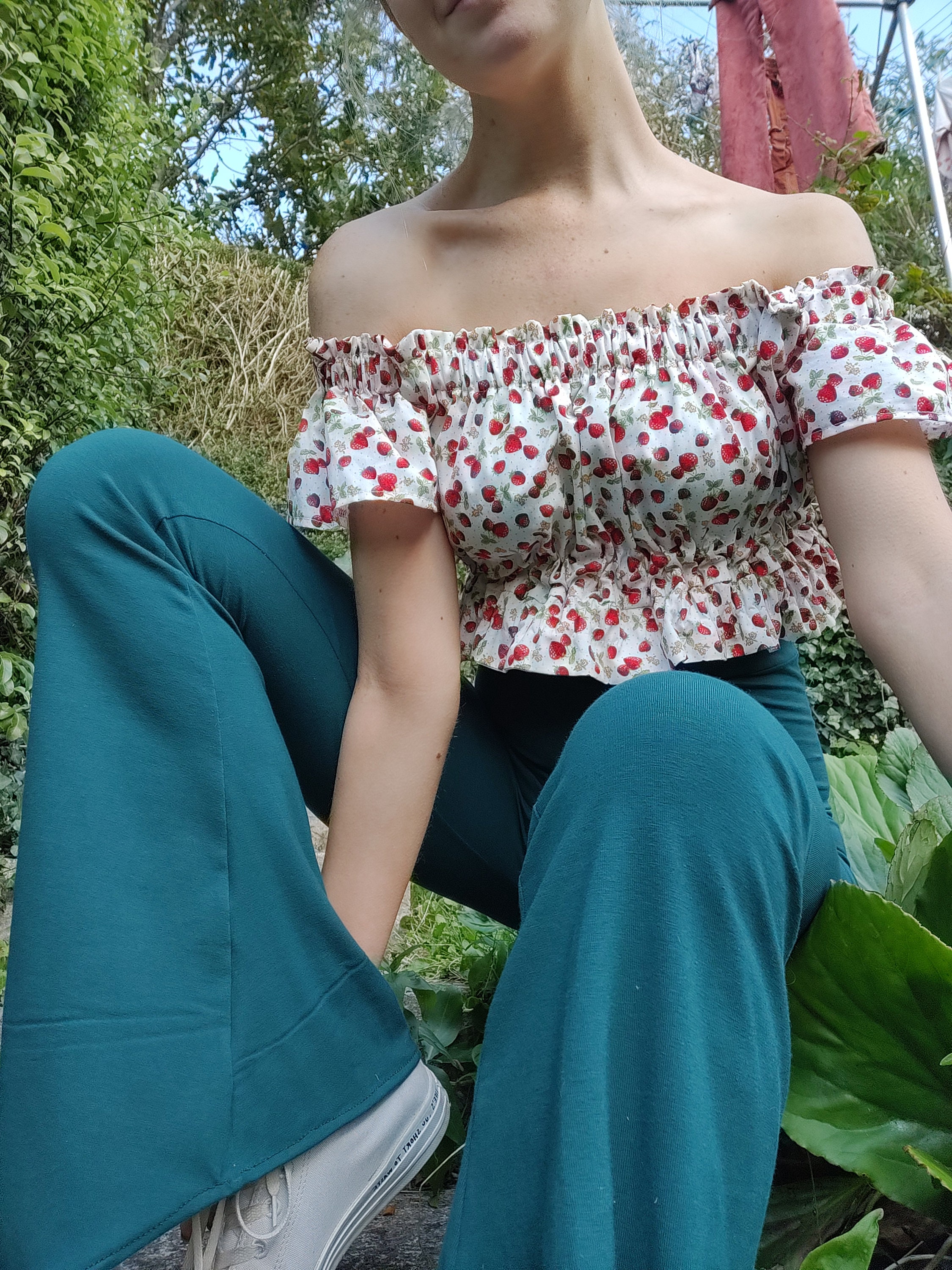 Off The Shoulder Top Milkmaid Blouse Off the shoulder top Strawberry T shirt Handmade Clothing