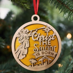 Christ the Savior is Born Wooden Christmas Ornament - Etsy