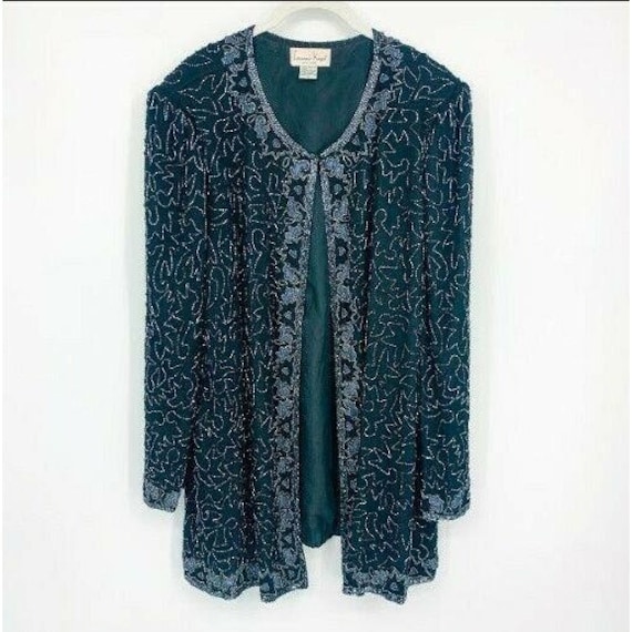 Vintage Laurence Kazar Women's Beaded Cardigan Bl