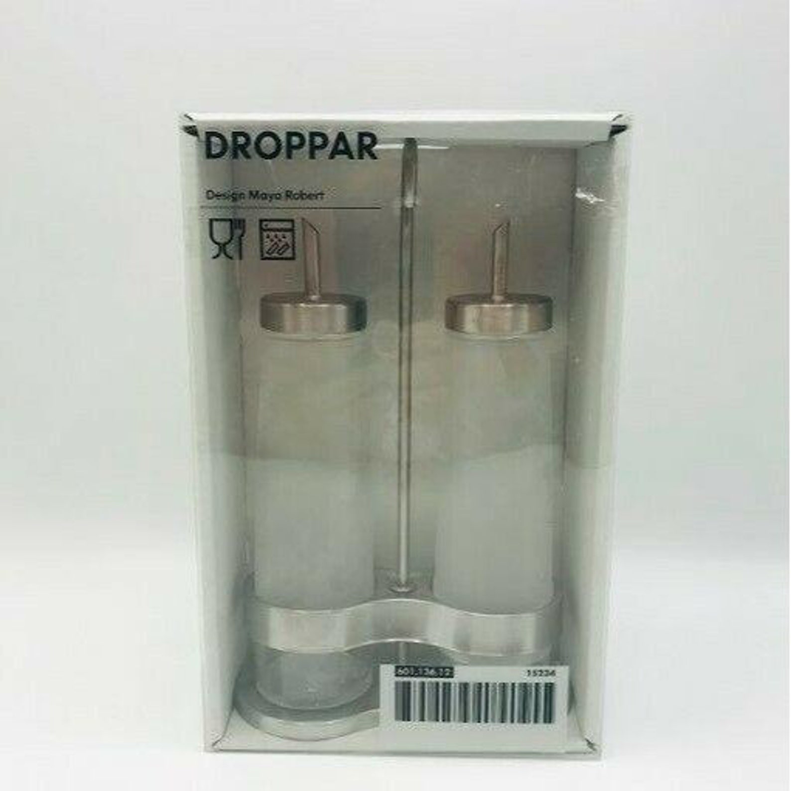 Ikea Droppar Oil & Vinegar Glass Set Silvertone Dispenser Set Etsy