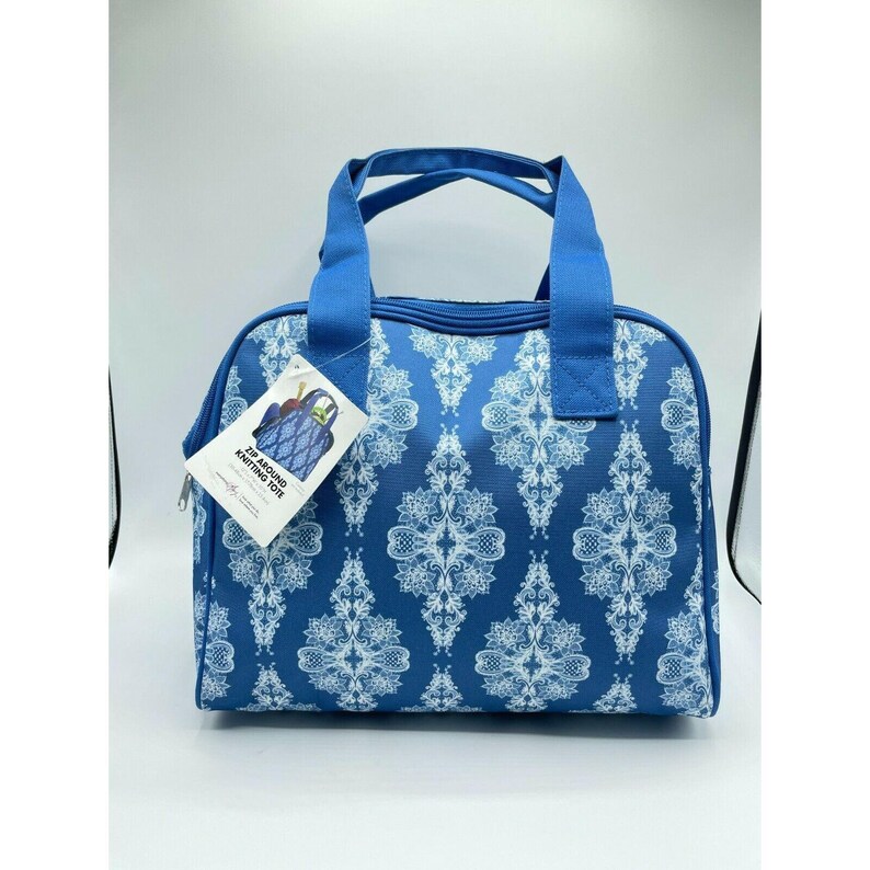 Everything Mary Women Zip Around Knitting Tote Storage Bag Blue NEW