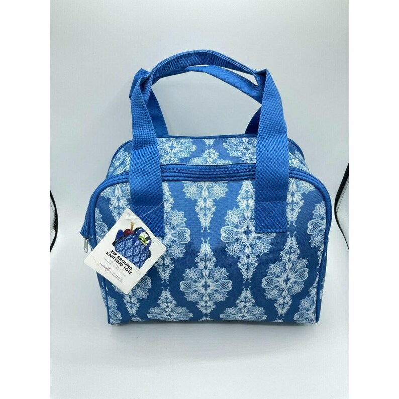 Everything Mary Women Zip Around Knitting Tote Storage Bag Blue NEW