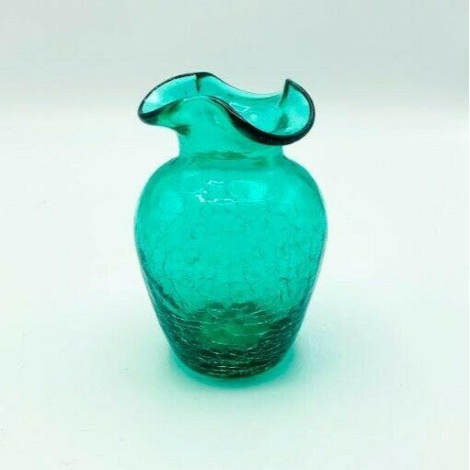 Vintage Jamestown Hand Blown Crackle Glass Vase Living Room Etsy