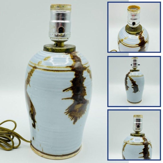 Vintage Pottery Table Lamp 1977 Artist Signed Collectible Etsy