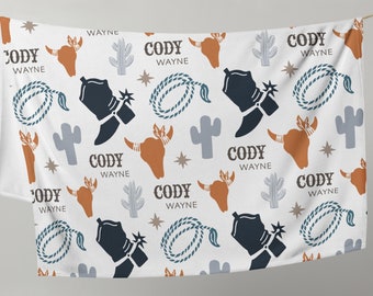 Personalized Cowboy Baby Blanket, Western Baby Shower, Custom Cowboy Kids Name Blanket, Cowboy Baby Shower, Toddler Blanket, Cowboy Birthday