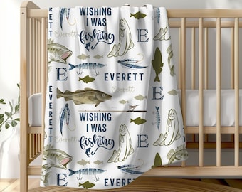 Fishing Christmas Personalized Baby Blanket, Fishing Kid Gift, Kids Name Blanket, Fishing Baby Shower, Toddler Blanket, Fishing Birthday