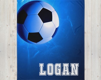 Personalized Soccer Blanket, Custom Soccer Gift, Soccer Player Team Gift, Sports Gift For Boy, Team Gift, Football Blanket, Christmas