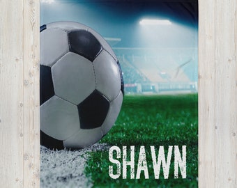 Personalized Soccer Blanket, Custom Soccer Gift, Soccer Player Team Gift, Sports Gift For Boy, Team Gift, Football Blanket, Christmas
