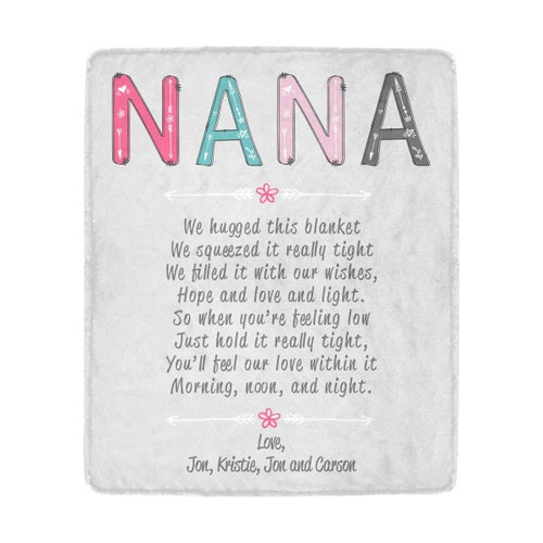Nana Gift Nana Blanket Personalized Nana Throw Blanket Etsy