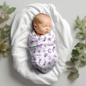 Personalized Purple Butterfly Blanket, Purple Butterfly Baby Shower