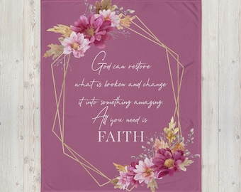 Scripture Blanket | God Can Restore | Prayer Blanket | Christian Throw | Inspirational Gift | Encouragement Gift | Sympathy | Chemo | Loss