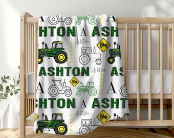 Custom Tractor Blanket, Farm Baby Blanket, Personalized Baby Blanket, Farm Animal, Tractor Birthday, Farm Baby Shower Gift, New Baby Gift