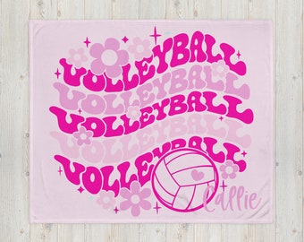 Personalized Volleyball Blanket, Retro Volleyball Gift, Custom Volleyball Team Gift, Volleyball Coach Gift, Volleyball Banquet, Birthday