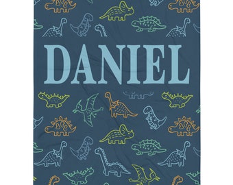 Personalized Dinosaur Blanket for Kids, Custom Dinosaur Gift, Customized Blanket for Boys, Dinosaur Theme