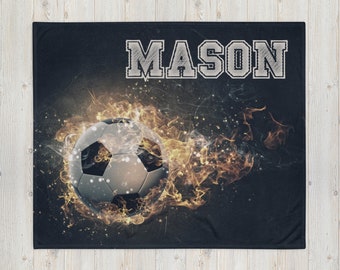 Personalized Soccer Blanket, Custom Soccer Gift, Soccer Player Team Gift, Sports Gift For Boy, Team Gift, Football Blanket, Christmas