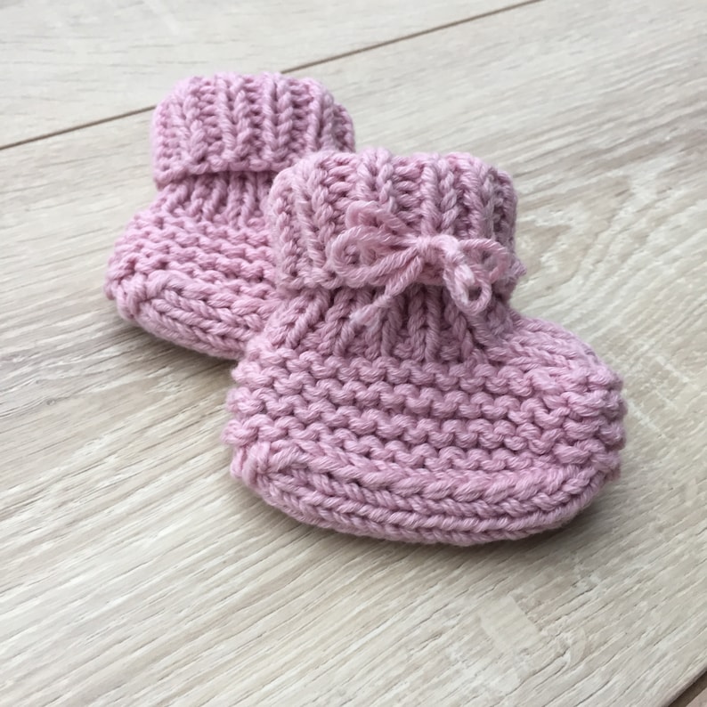 Hand Knitted Wool Newborn Booties Baby Girl Booties Baby Etsy