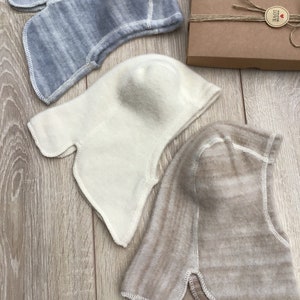 Baby hat with necwarmer Baby wool balaclava Newborn hat Winter hat Wool baby hat Baby shower gift baby Newborn gift Wool baby hat