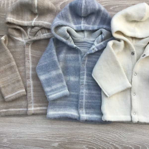 Merino wool baby hoodie Baby sweater Baby jacket Wool baby clothes Organic Merino Wool Unisex Kids Top Organic baby clothes