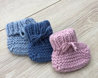 Hand Knit Merino Wool Newborn Booties Gift