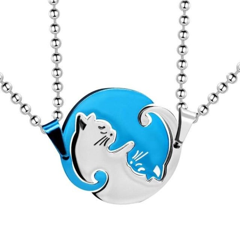Cat Necklaces Halloween Necklace Yin Yang Cat Necklace Etsy