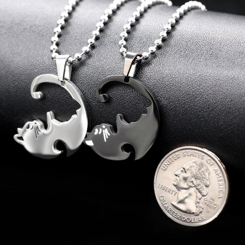 Cat Necklaces Halloween Necklace Yin Yang Cat Necklace Etsy