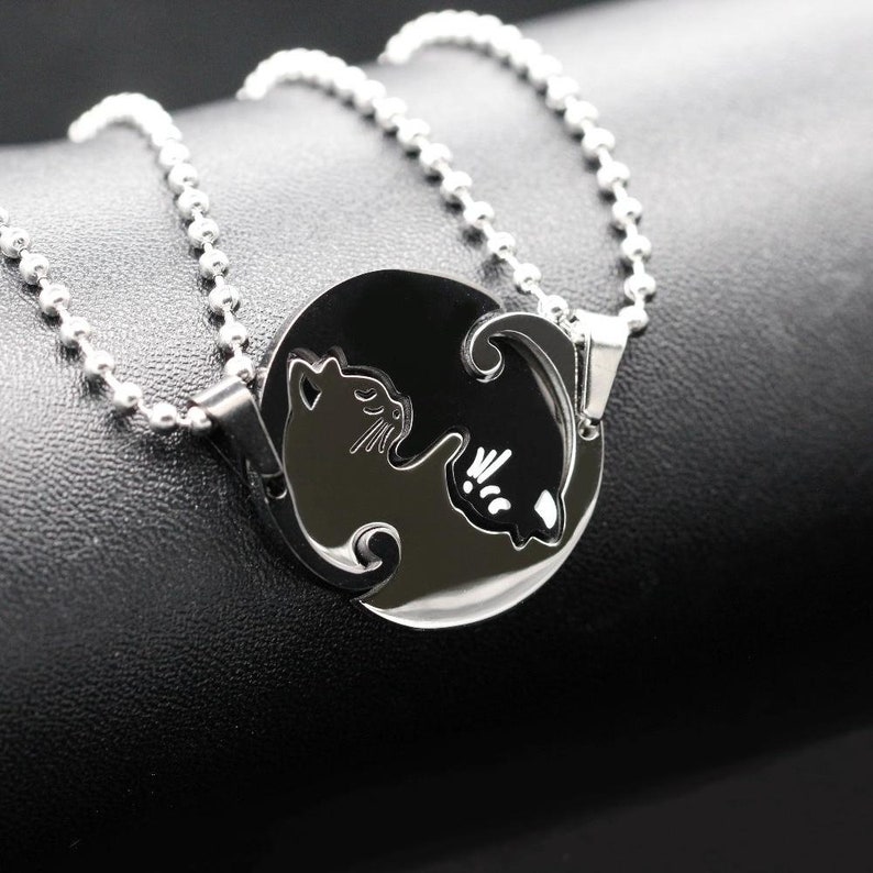 Cat Necklaces Halloween Cat Necklace Yin Yang Cat Necklace Etsy