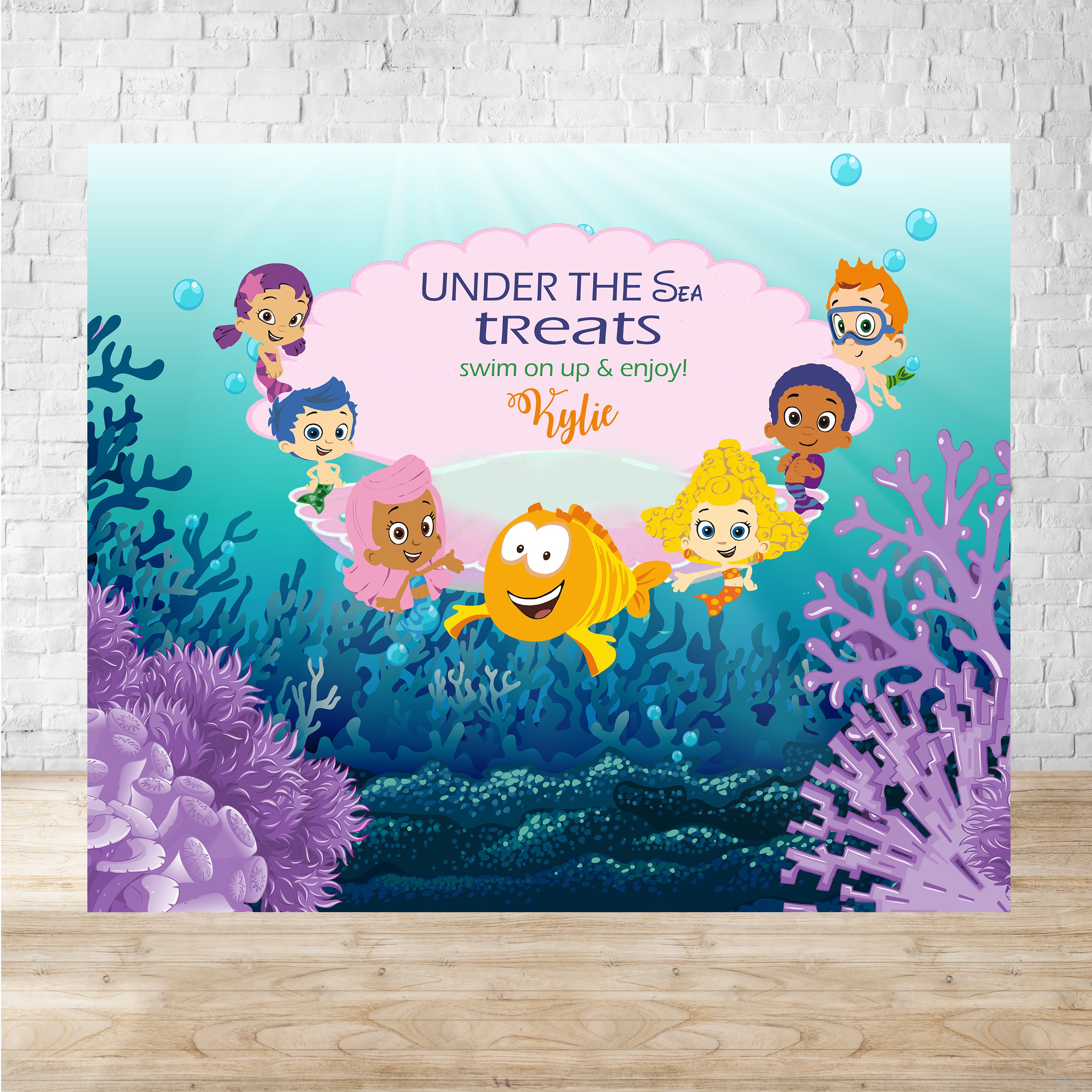 Printable under sea birthday party backdrop birthday baby | Etsy