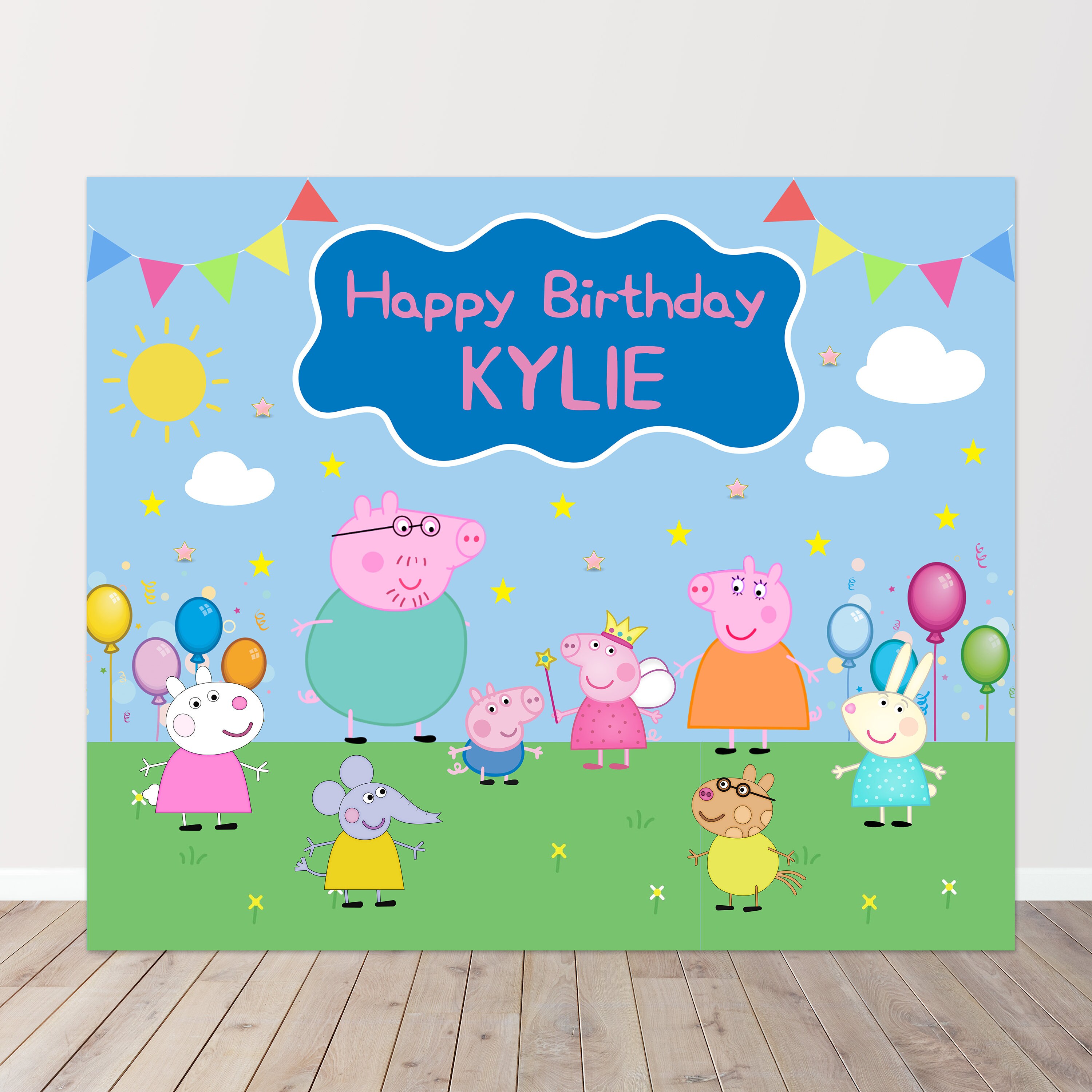 Peppa Pig Inspired Backdrop Peppa Pig Personalized Birthday Etsy