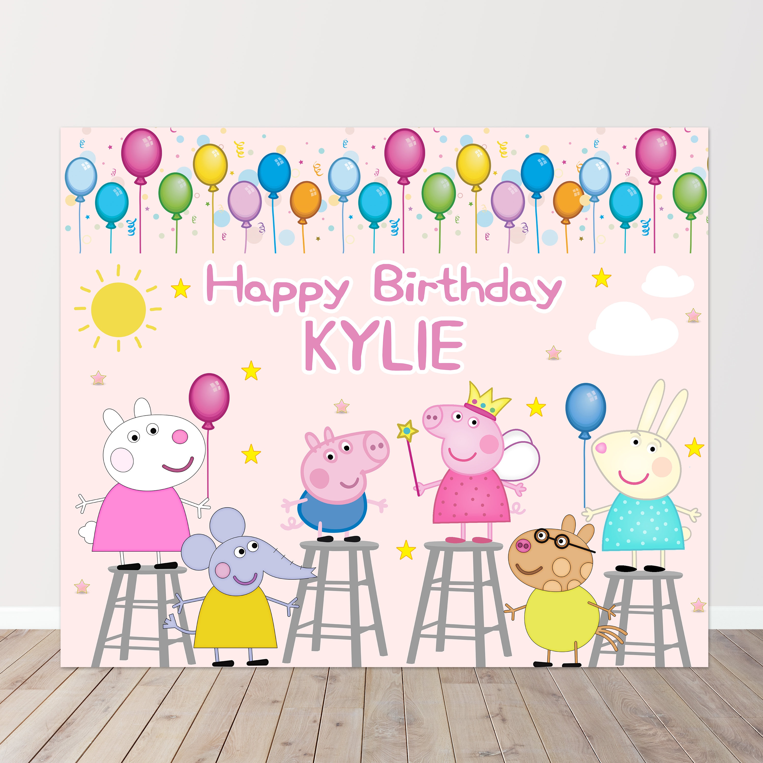 PEPPA PIG Inspired Backdrop Peppa Pig Personalized Birthday | Etsy