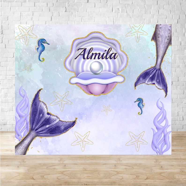 Photobooth Booth Backdrop Birthday Decor Under the Sea Backdrop Baby Shower Poster 1st Birthday Printable Little Mermaid Backdrop