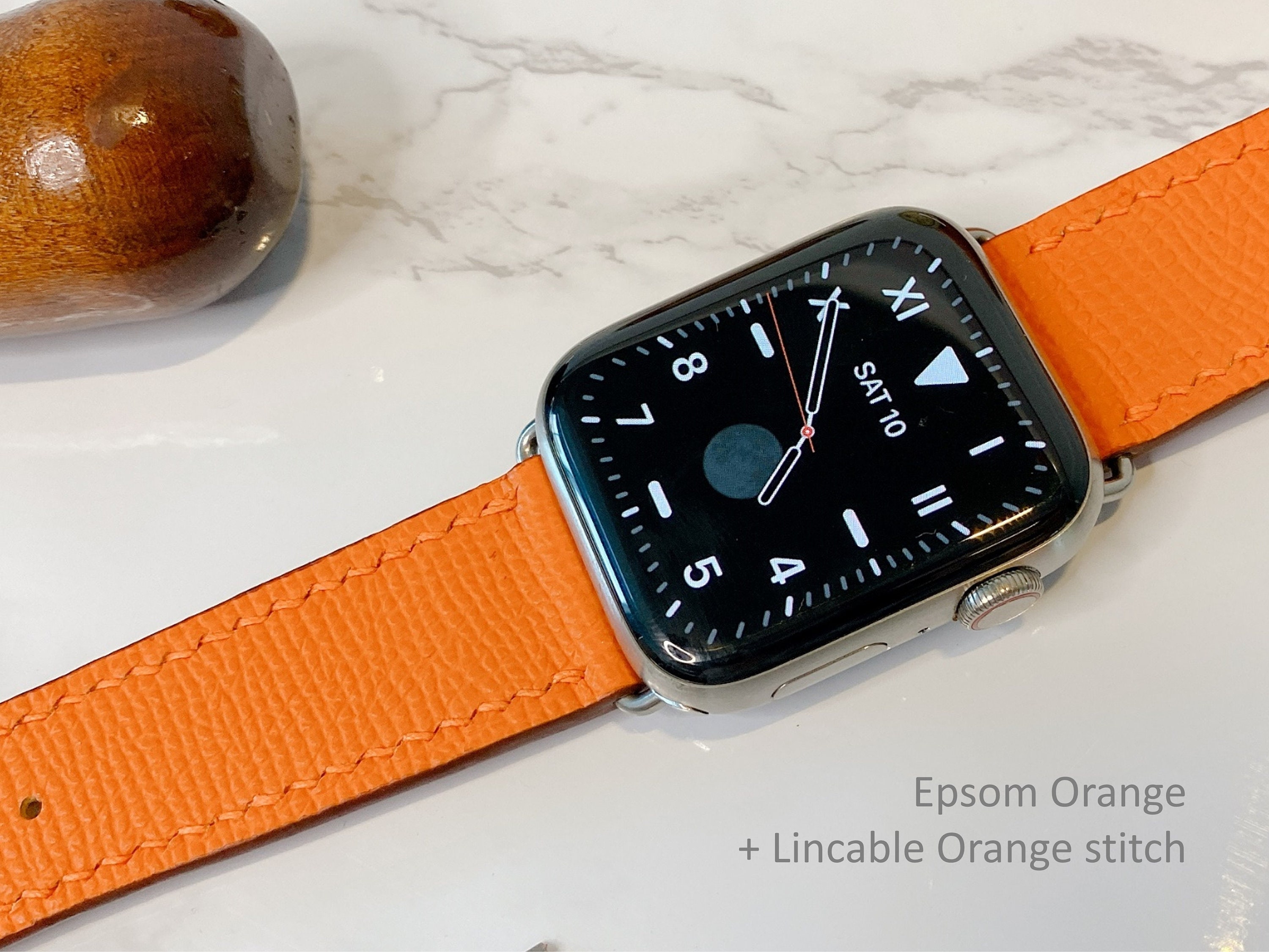 orange hermes apple watch band