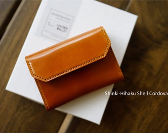 Shinki-Hikaku Shell Cordovan Business Card Holder, 100% Hand Stitch, Full grain leather, Bespoke Handmade Business Card Holder