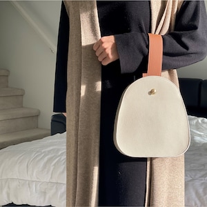 The HUE Truffle bag, German Togo leather, handmade Tote bag, gift for her, Phone holder bag, Mini Bag, Designer bag,Luxury handbag,Small bag