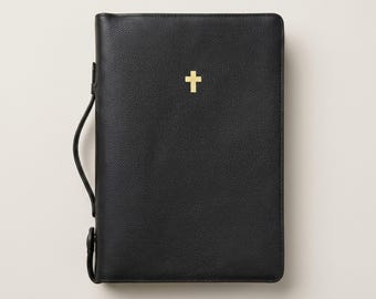Custom Zippered Noblessa Leather Bible Cover with Handle, Premium YKK Zipper Bible Case, Handmade Leather Bible Carrier, Gift for Pastor
