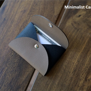 Porte-cartes minimaliste avec billet. Cuir de veau français haut de gamme. Titulaire de la carte. Portefeuille personnalisé. Cadeau portefeuille fait main. Cadeau en cuir