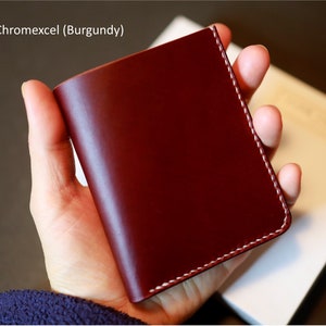 Cartera de cuero Horween Chromexcel, ranura para tarjeta de cuero Buttero, cartera minimalista. Regalo personalizado. Cartera hecha a mano. Cartera de tarjeta